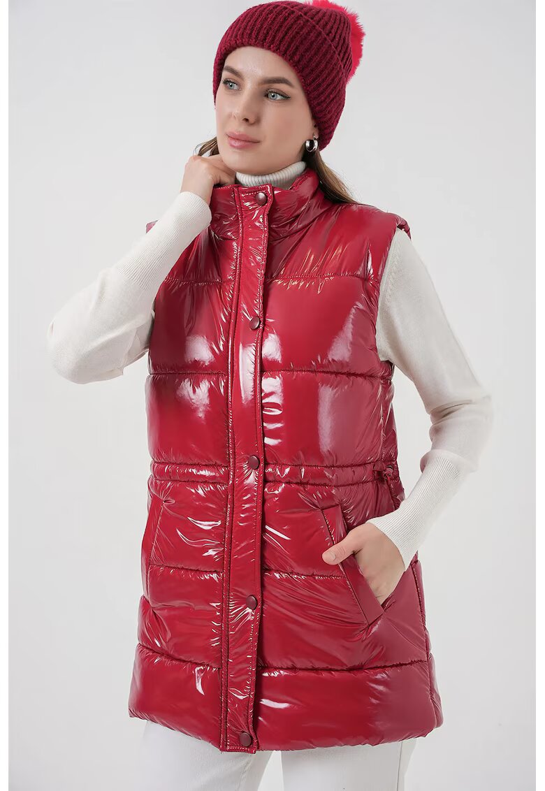 Big Dart Vesta Puffer pentru femei - Rosu