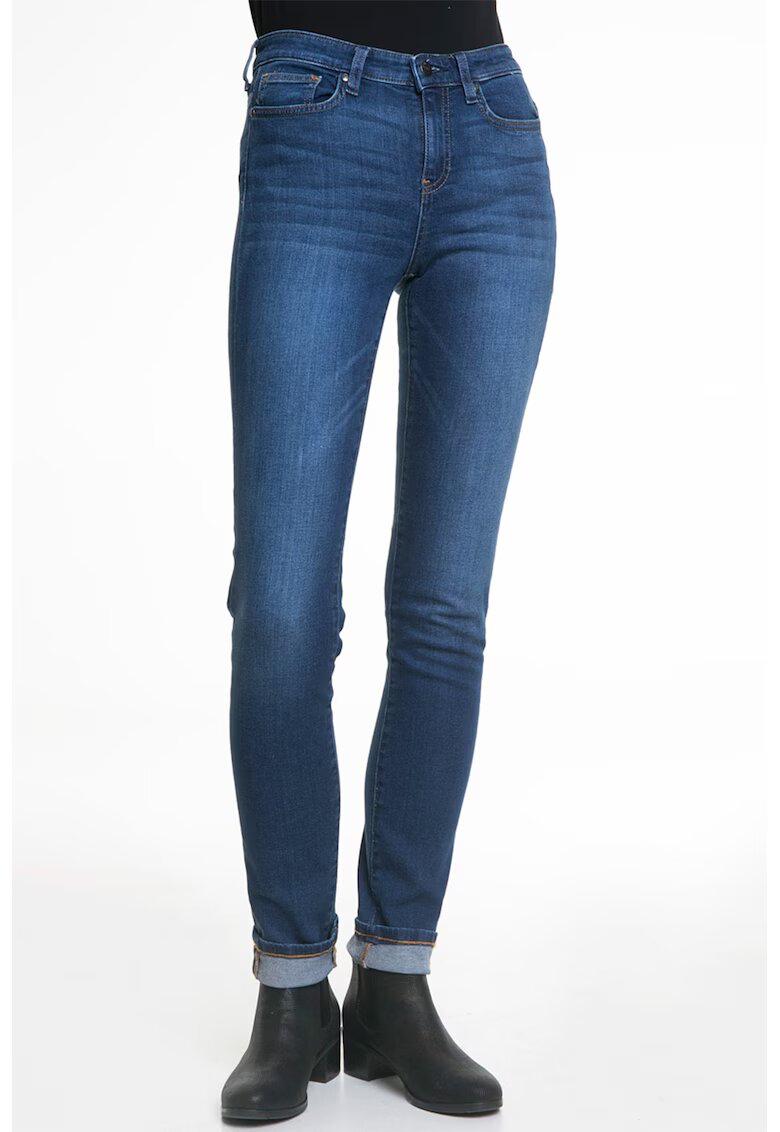 Big Star Blugi skinny cu aspect decolorat - Alb/Bleumarin