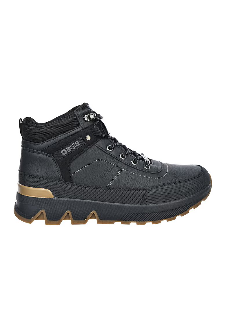 Big Star Bocanci flatform de piele ecologica cu sireturi - Gri antracit