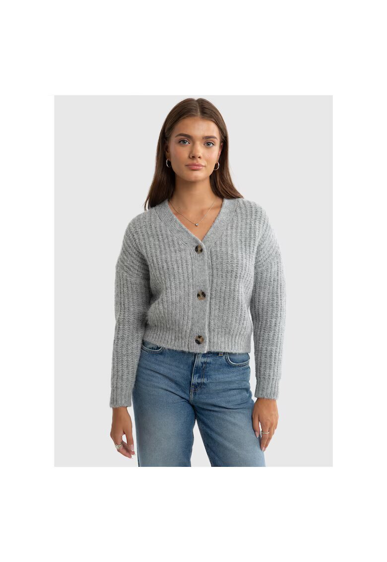 Big Star Cardigan scurt cu nasturi si textura striata