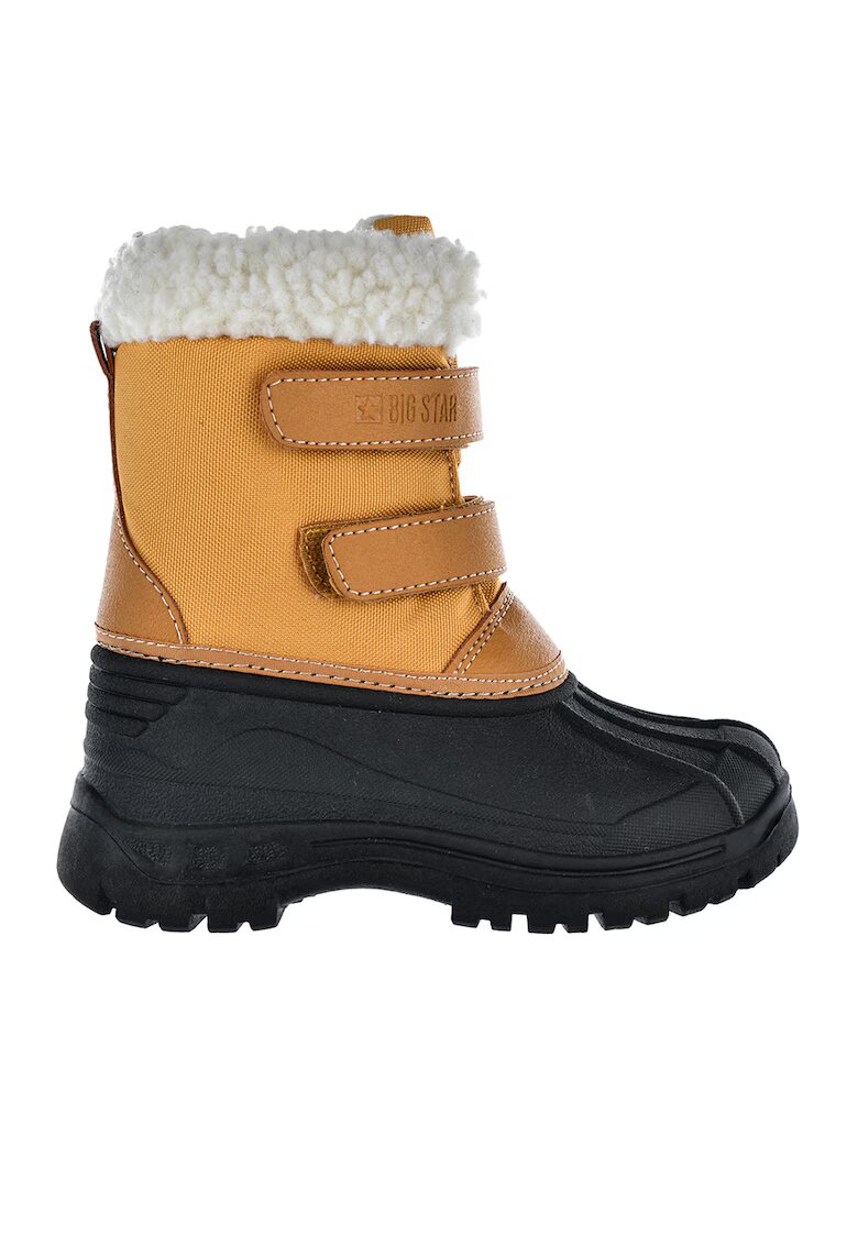 Big Star Cizme de zapada cu inchidere velcro si garnituri din blana sintetica - Negru/Maro camel