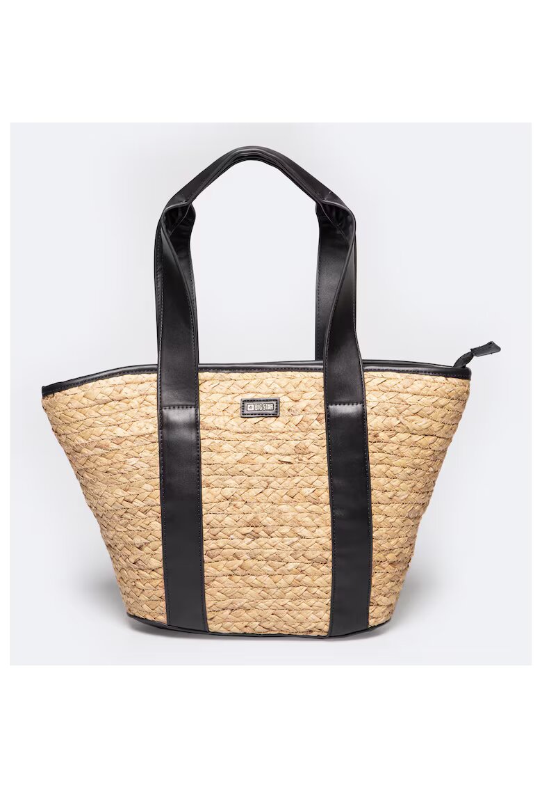 Big Star Geanta shopper din paie - cu aspect impletit