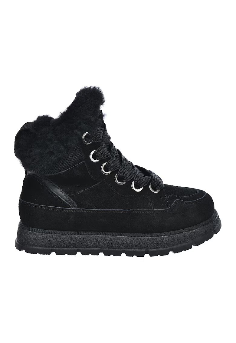 Big Star Ghete flatform de piele intoarsa - Negru
