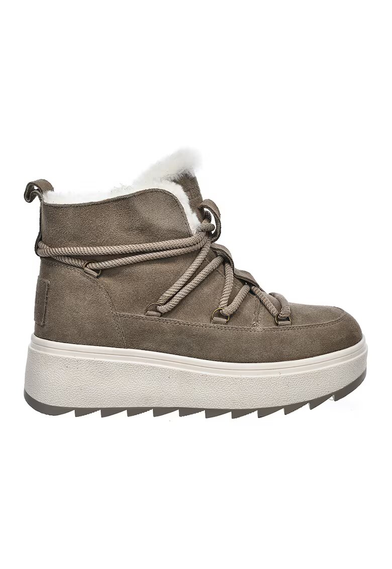 Big Star Ghete wedge de piele intoarsa - Maro taupe
