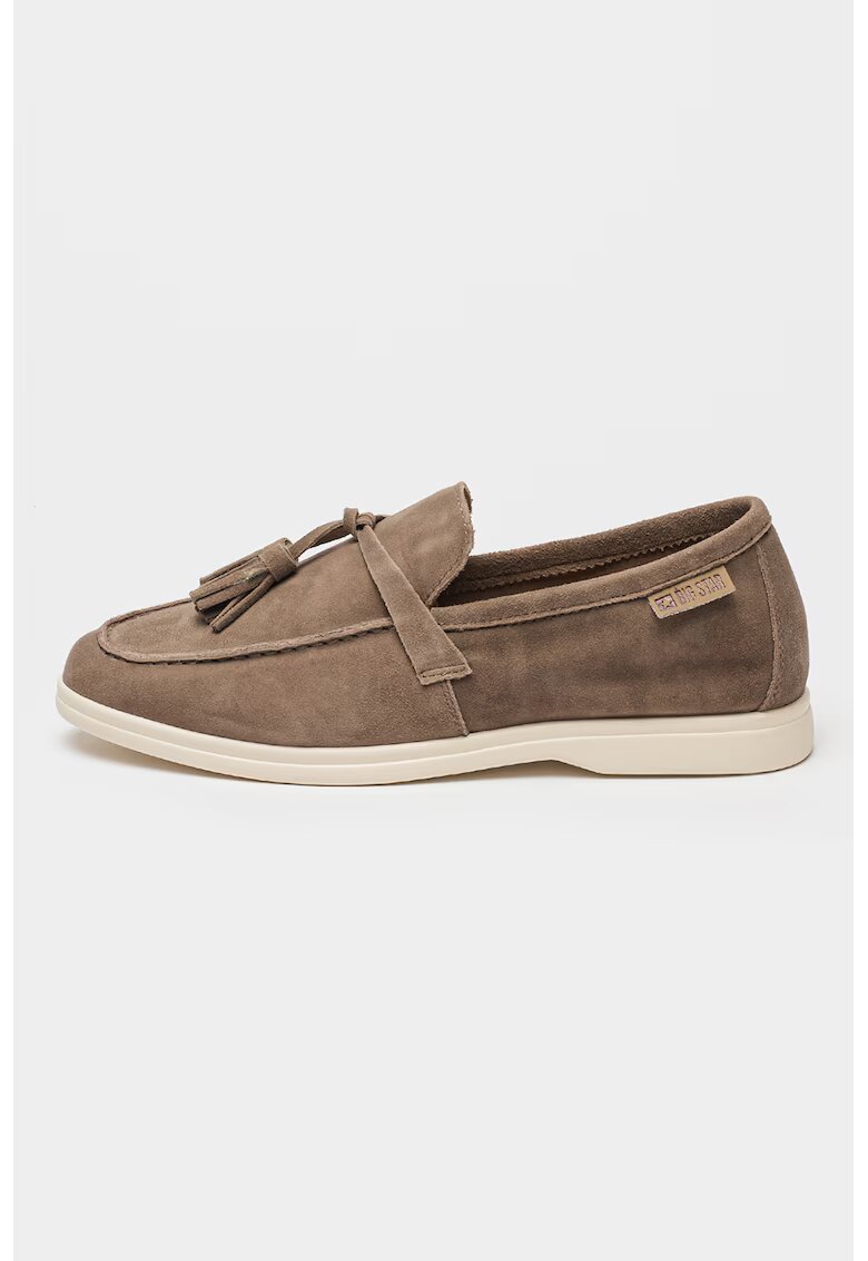 Big Star Mocasini de piele intoarsa cu canafi - Maro taupe