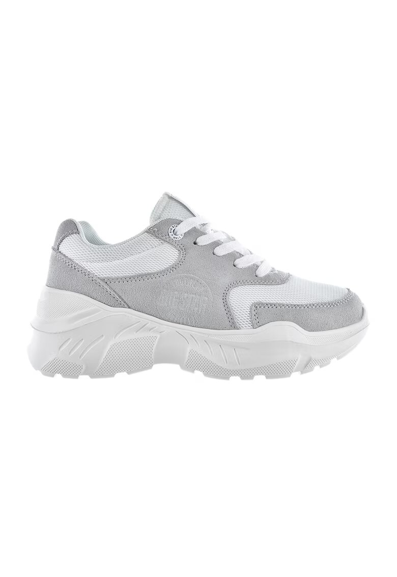 Big Star Pantofi sport cu insertii de piele intoarsa - Alb/Gri