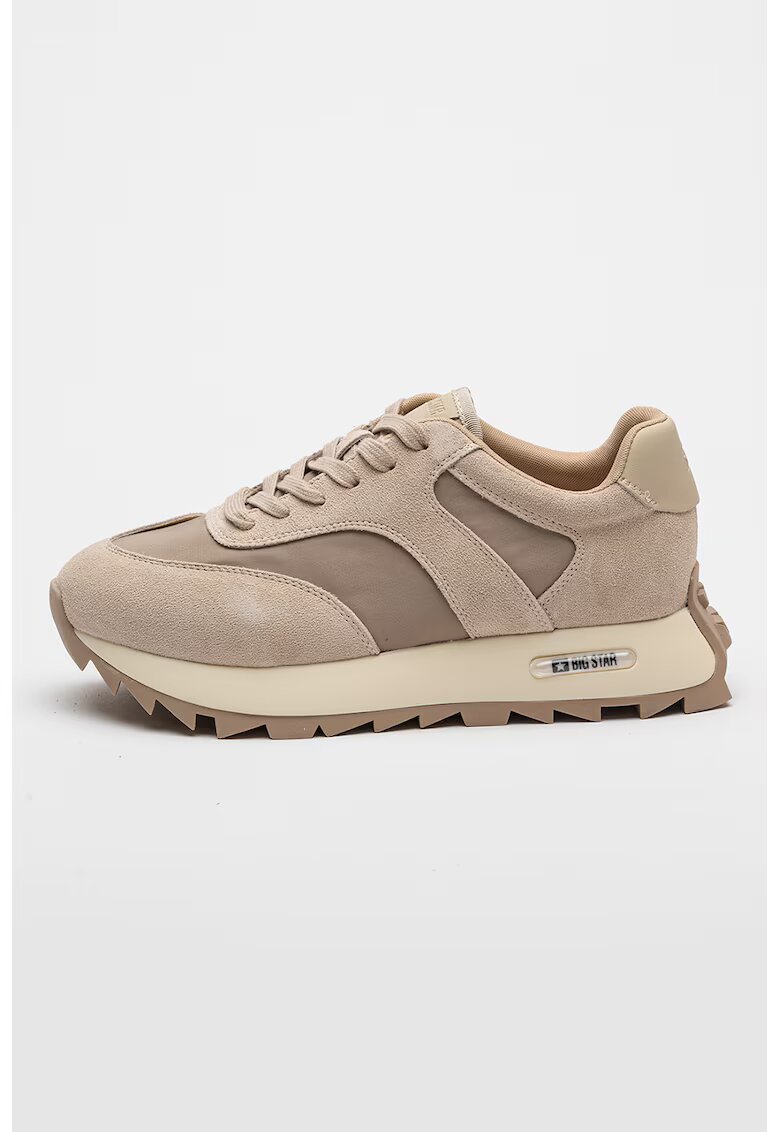 Big Star Pantofi sport cu insertii de piele intoarsa - Bej/Maro taupe deschis