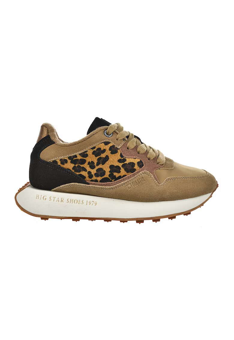 Big Star Pantofi sport cu insertii de piele intoarsa - Negru/Maro camel