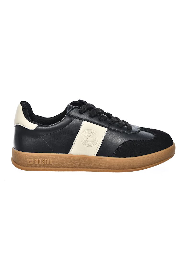 Big Star Pantofi sport de piele cu garnituri de piele intoarsa - Negru/Crem