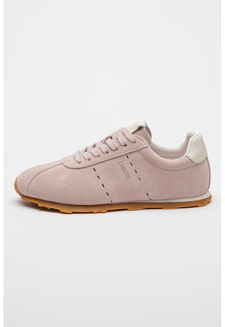 Big Star Pantofi sport de piele intoarsa cu sireturi - Roz pastel