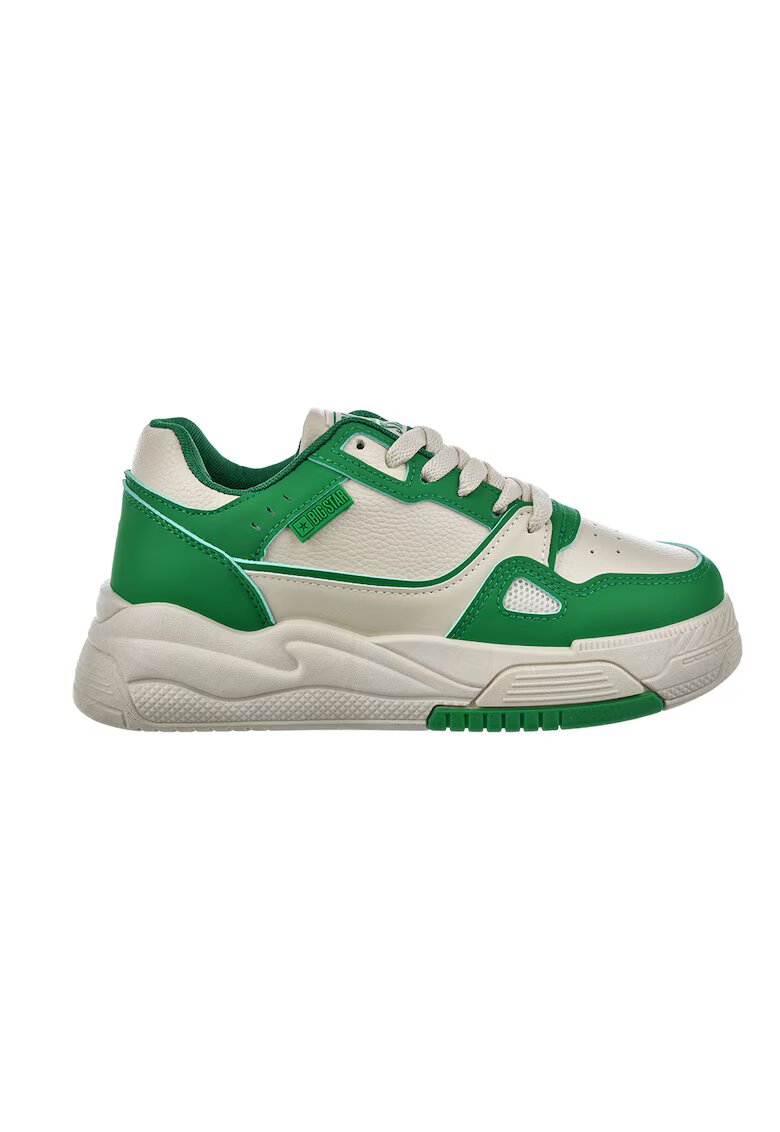 Big Star Pantofi sport din piele ecologica cu insertii din plasa - Verde/Bej deschis