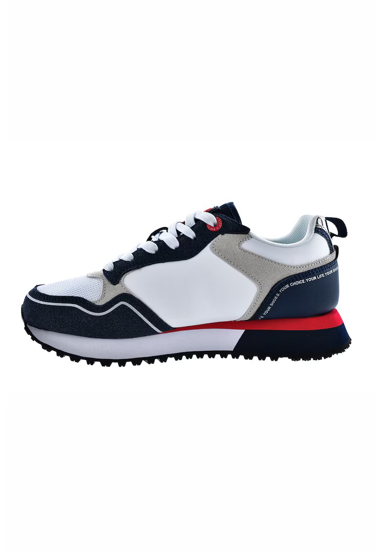 Big Star Pantofi sport din piele ecologica si garnituri din material textil - Alb/Gri/Bleumarin