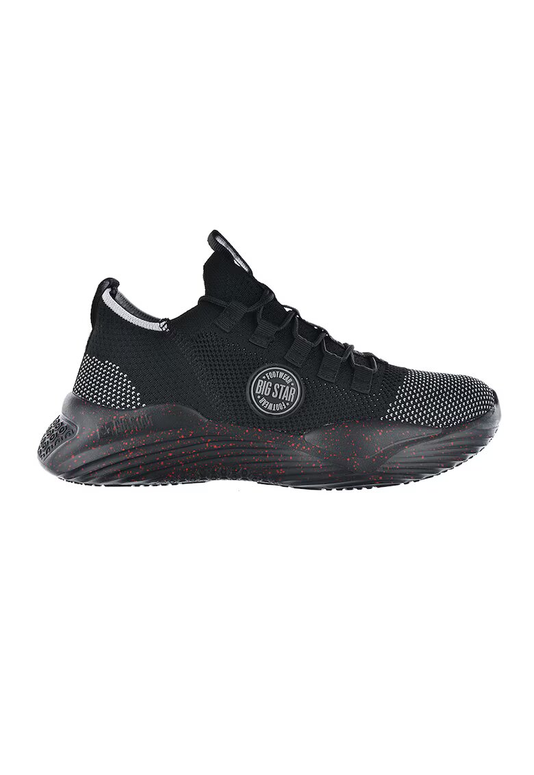 Big Star Pantofi sport din plasa tricotata cu logo - Alb/Negru