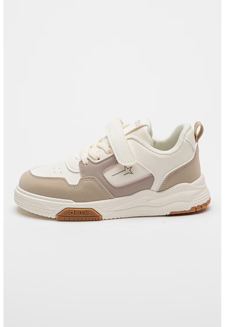 Big Star Pantofi sport low-cut de piele ecologica - Maro taupe deschis/Alb murdar