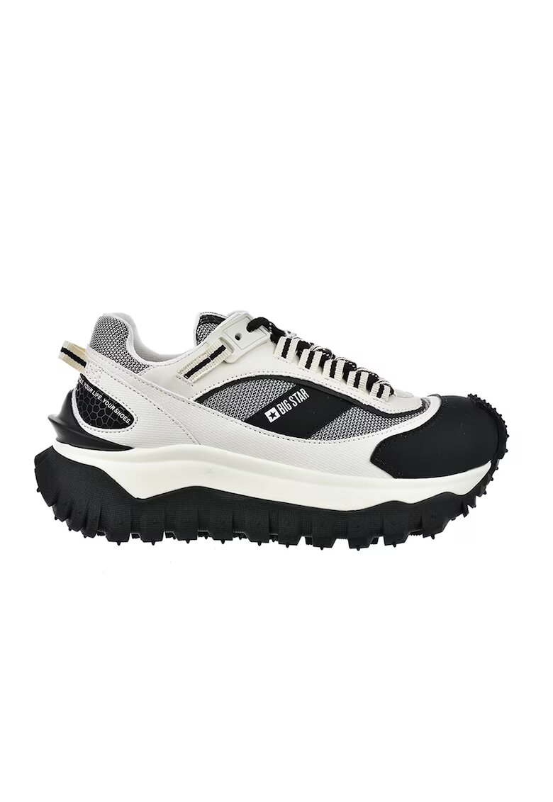 Big Star Pantofi sport wedge cu detalii contrastante - Alb fildes/Negru