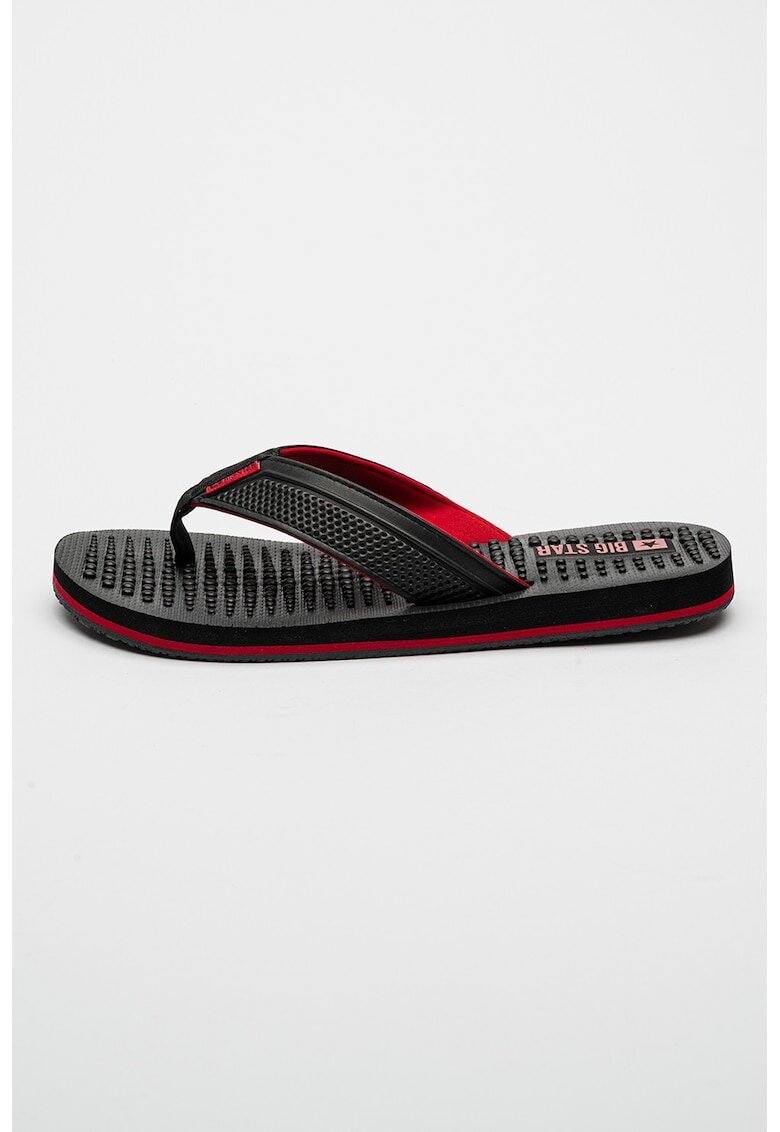 Big Star Papuci flip-flop cu talpa texturata - Negru/Rosu vermillion