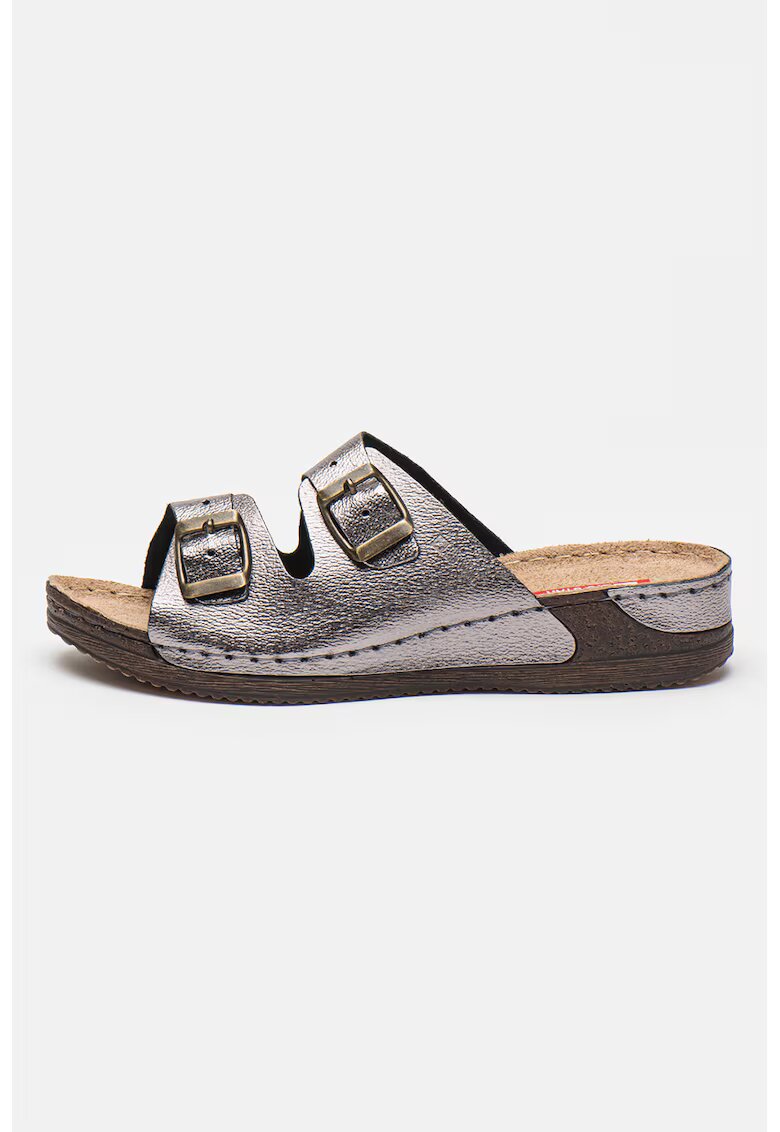 Big Star Papuci wedge de piele - Argintiu
