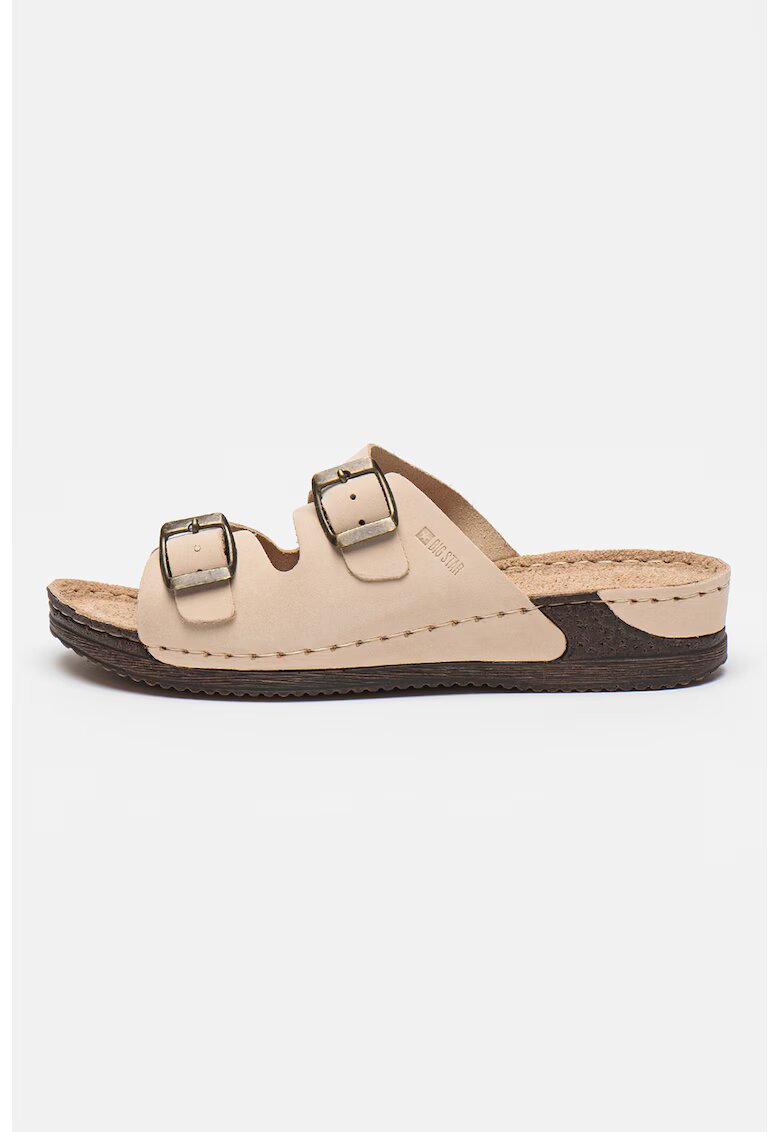 Big Star Papuci wedge de piele - Bej deschis