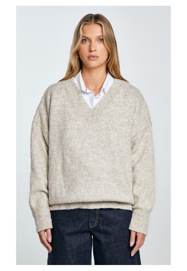 Big Star Pulover oversize cu decolteu in V Violina 801