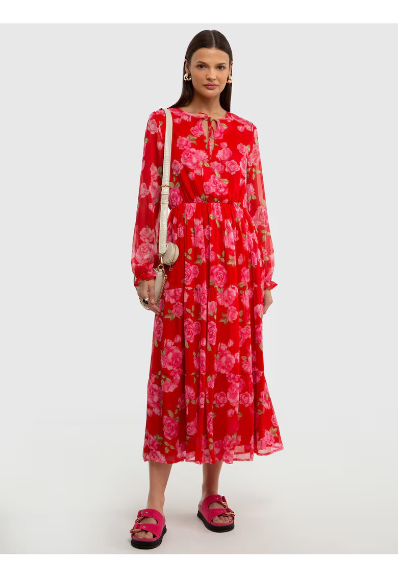Big Star Rochie evazata cu imprimeu floral Malini - Rosu