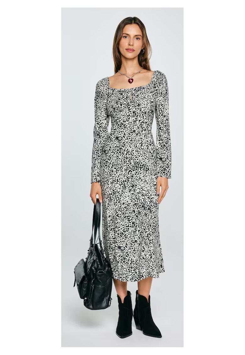Big Star Rochie midi cu imprimeu si decolteu patrat Kiara