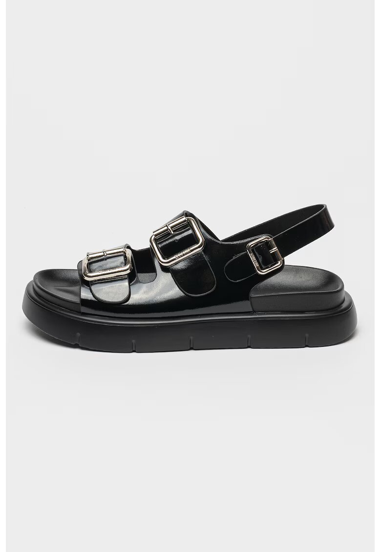 Big Star Sandale slingback de piele lacuita - Negru