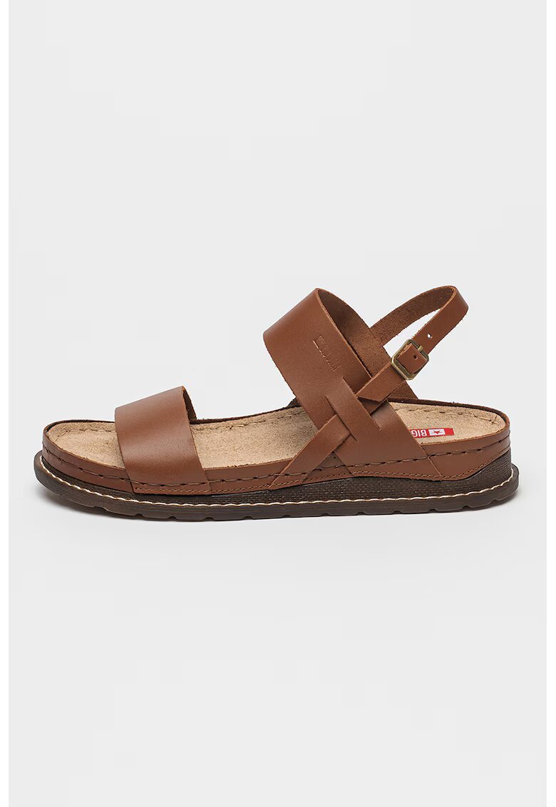 Big Star Sandale slingback de piele - Maro scortisoara