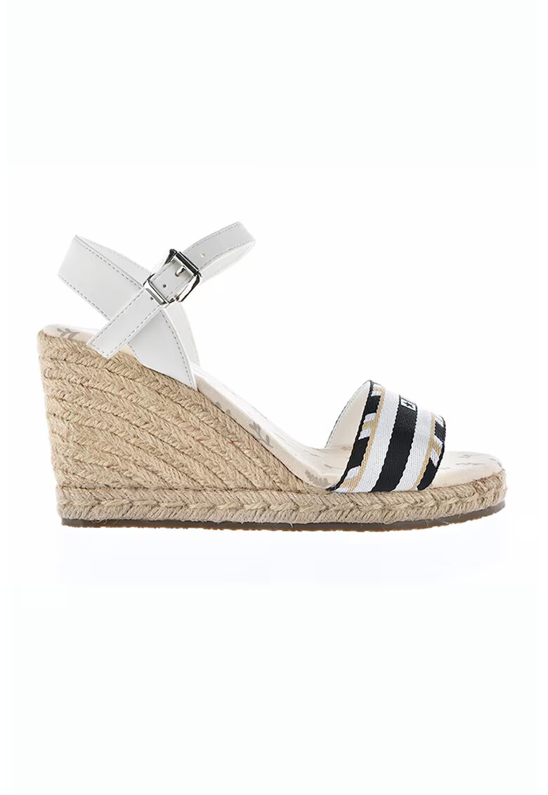 Big Star Sandale wedge cu logo - Alb