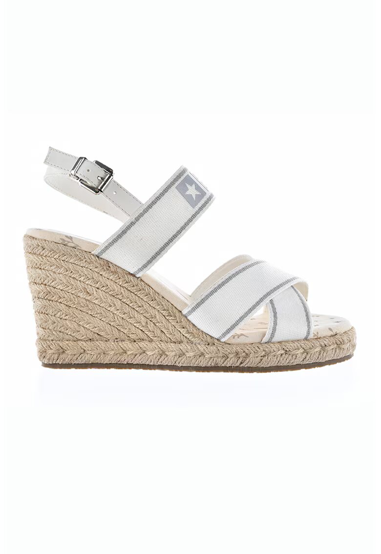 Big Star Sandale wedge cu logo - Alb