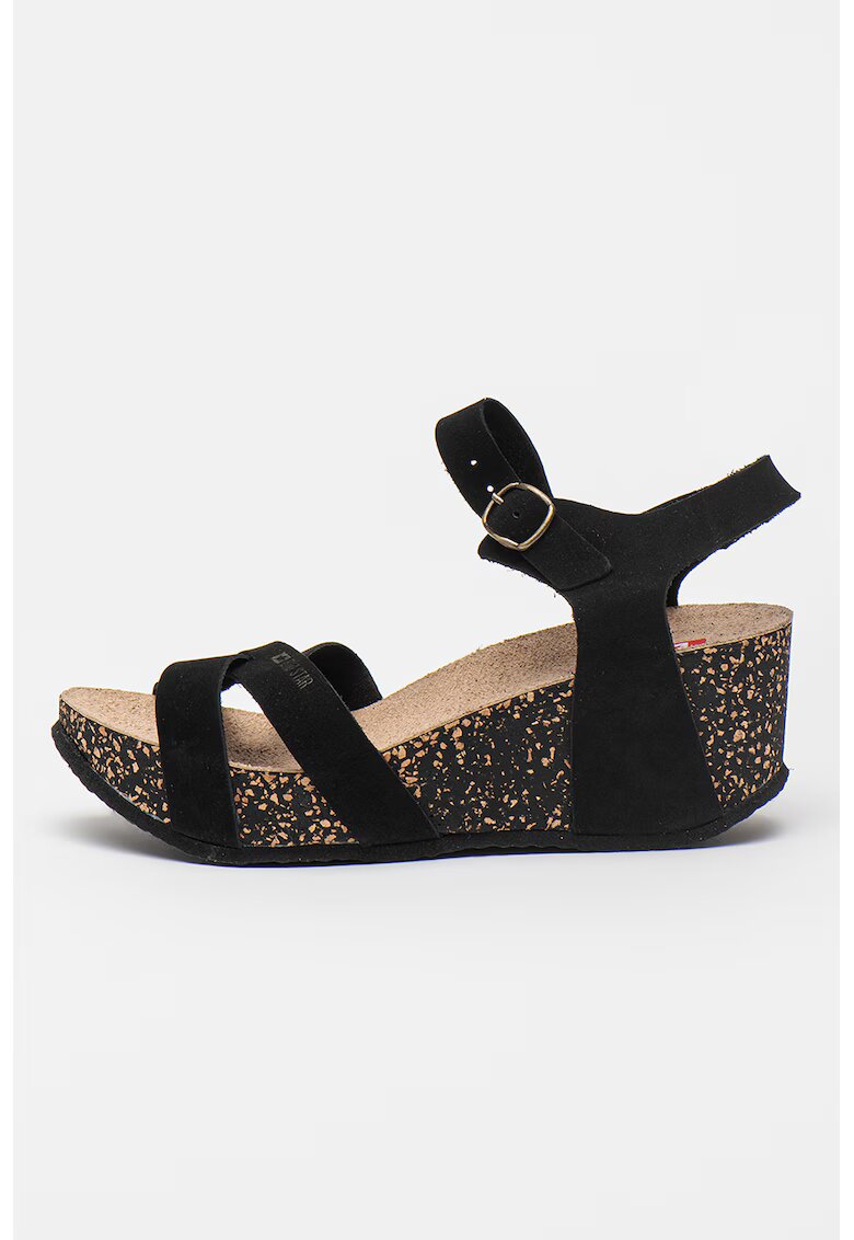 Big Star Sandale wedge de piele intoarsa - Negru