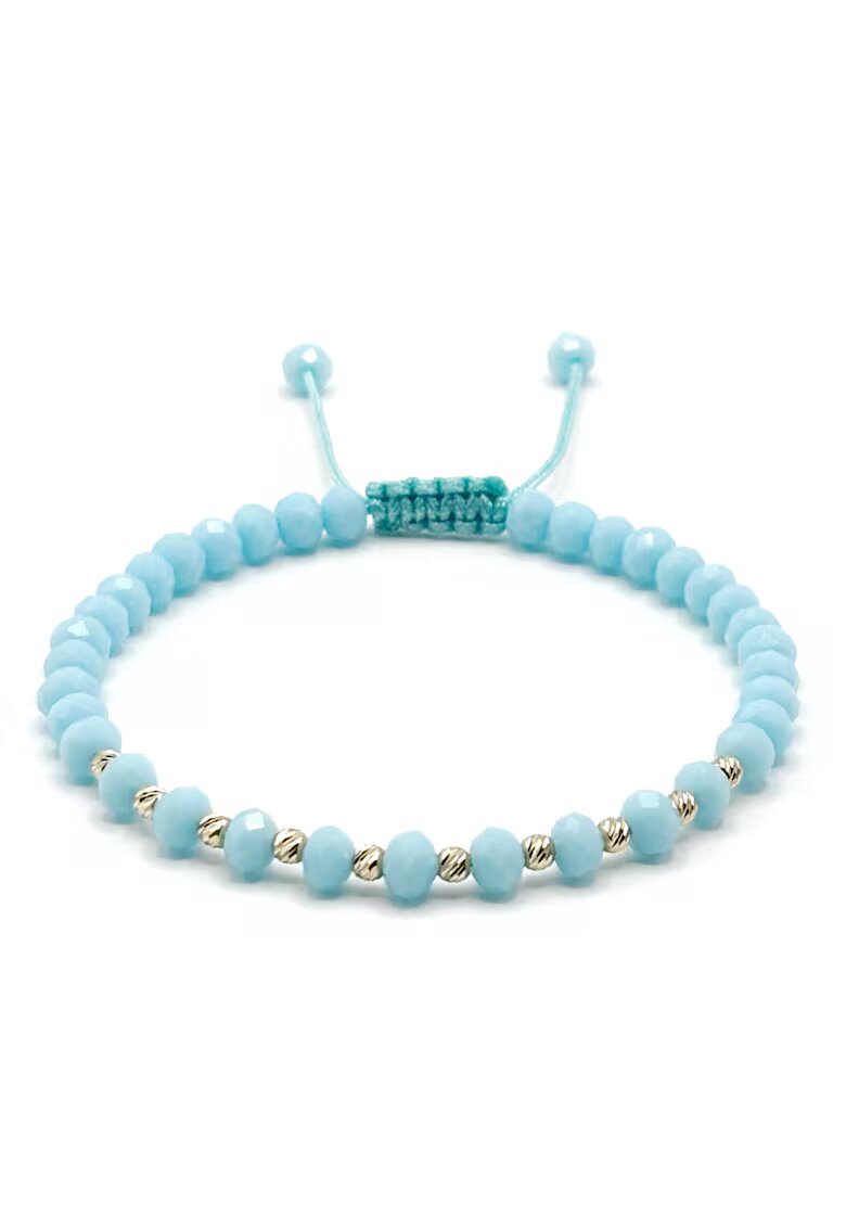 BIJUTERIA NEAGRA Bratara cu 10 bile din AUR 14K si cristale Baby Blue - barbat