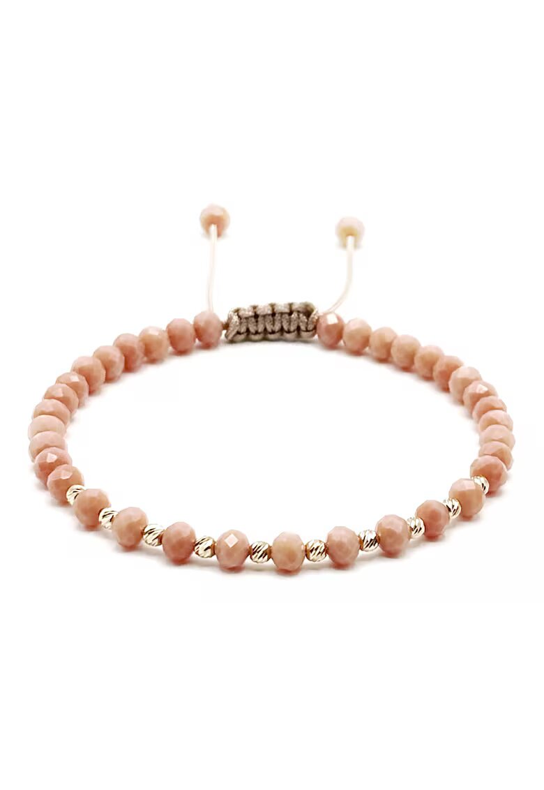 BIJUTERIA NEAGRA Bratara cu 10 bile din AUR 14K si cristale Bej Rose - barbat