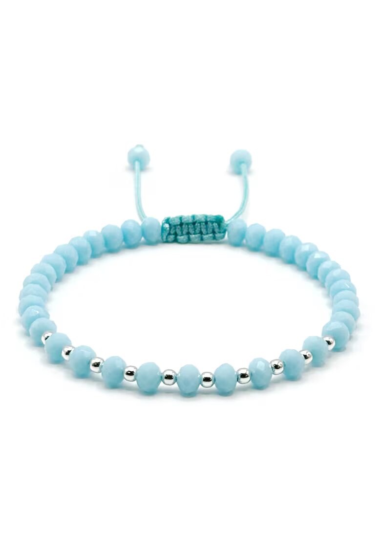 BIJUTERIA NEAGRA Bratara cu bile din Argint 925 si cristale Baby Blue - barbat
