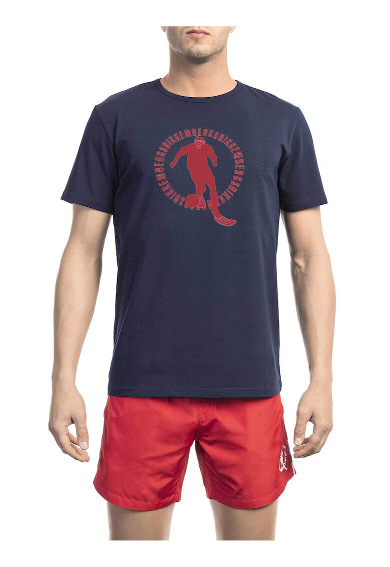 Bikkembergs Tricou cu imprimeu si decolteu la baza gatului