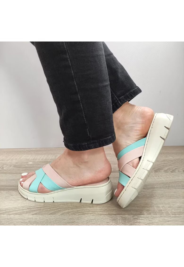BIO FLEX Saboti Casual Dama Fr-403 Roz Cu Bleu Turcoaz - Roz - Roz
