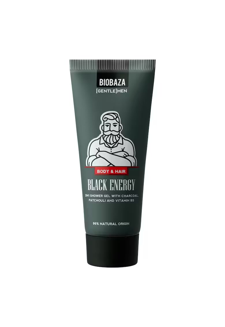 Biobaza 2 in 1 gel de dus & sampon cu ulei de patchouli - carbune si vitamina B5 - Black Energy - [GENTLE]MEN - 30 ml