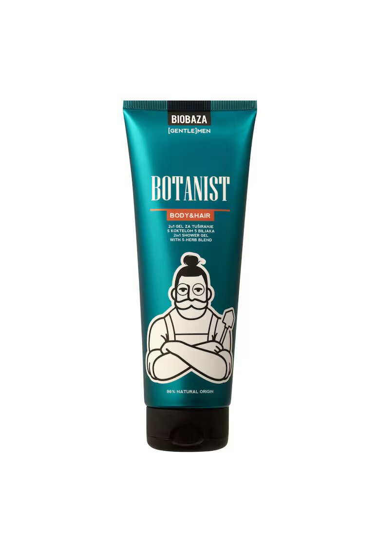 Biobaza 2 in 1 gel de dus & sampon pentru barbati - cu amestec de plante - Botanist - GENTLE[MEN] - 220 ml