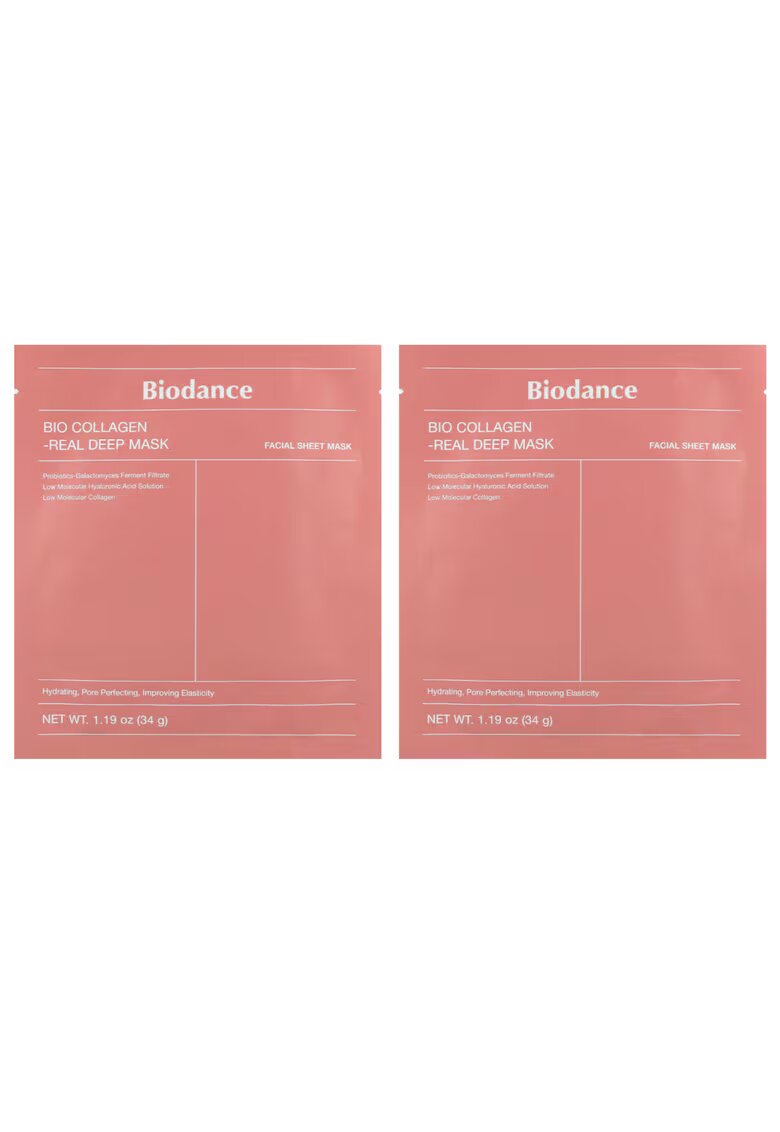Biodance Masca faciala Bio-Collagen Real Deep - set 2x34g - hidratare intensa - pentru ten normal