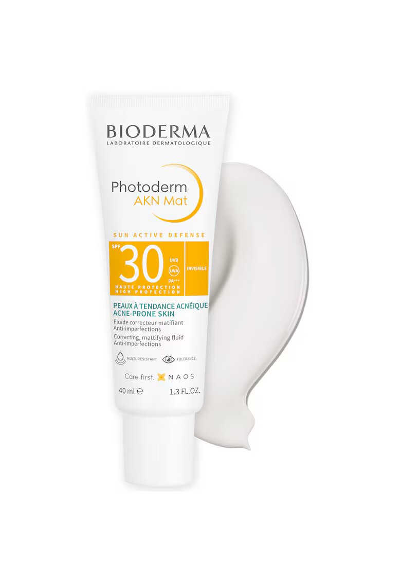 Bioderma Fluid matifiant cu protectie solara Photoderm AKN Mat SPF 30 pentru ten mixt si gras - 40 ml - SPF 30