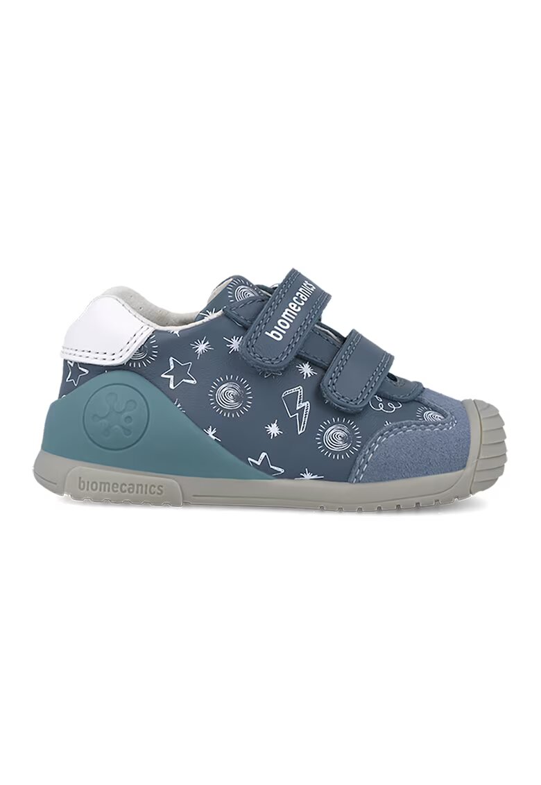 Biomecanics Pantofi sport cu imprimeu si segment dublu cu inchidere velcro - Alb/Albastru prafuit