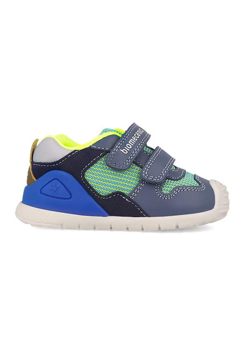 Biomecanics Pantofi sport cu inchidere velcro si garnituri din piele - Galben/Albastru prafuit/Mint