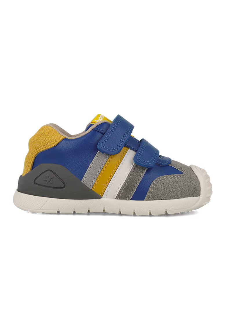 Biomecanics Pantofi sport de piele si piele ecologica cu model colorblock - Gri/Galben/Albastru royal