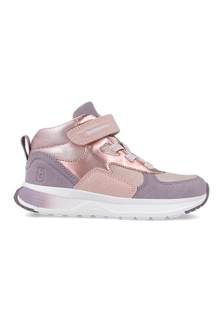 Biomecanics Pantofi sport mid-cut cu velcro - Violet prafuit/Auriu rose/Roz prafuit