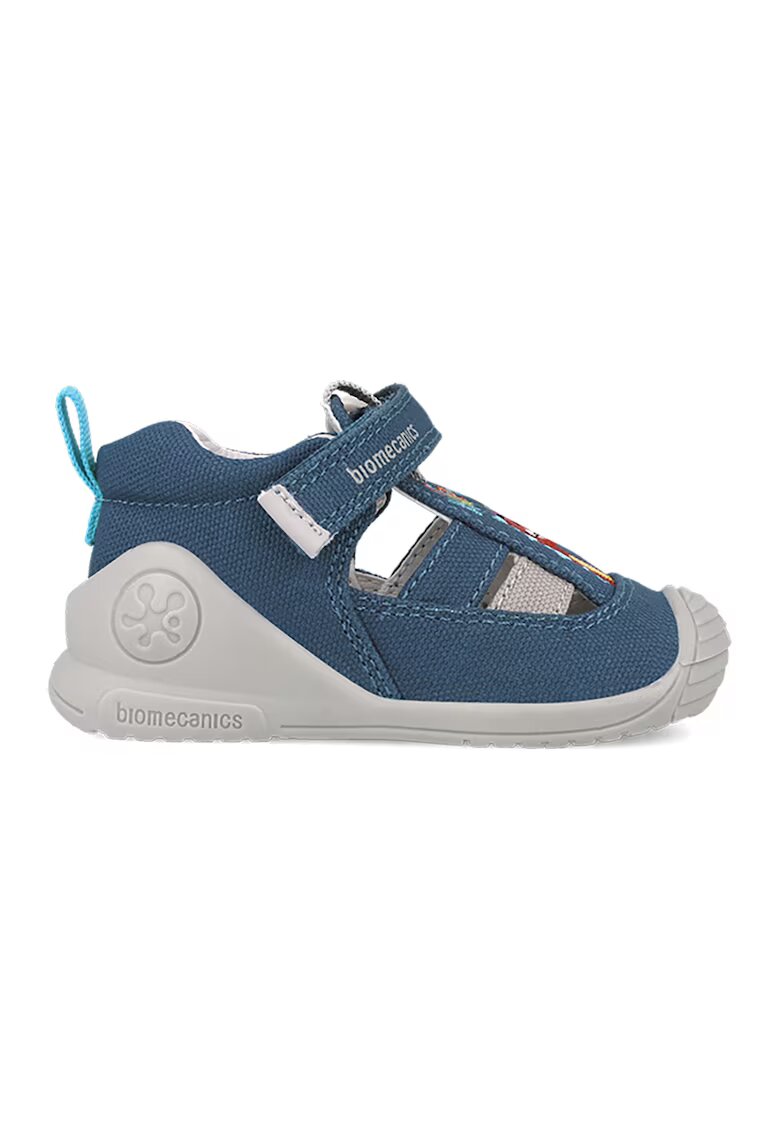 Biomecanics Sandale cu inchidere velcro si model uni - Alb/Albastru prafuit