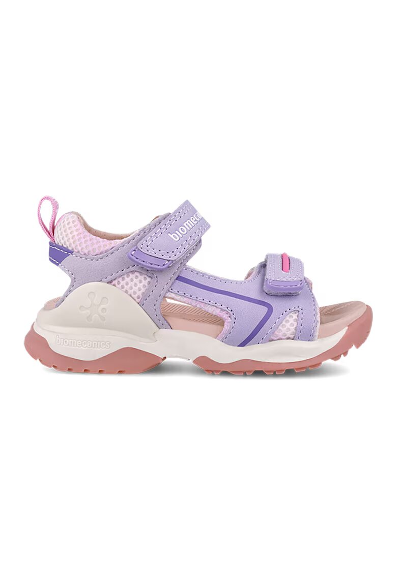 Biomecanics Sandale cu talpa demi-wedge si inchidere velcro - Violet deschis/Roz deschis