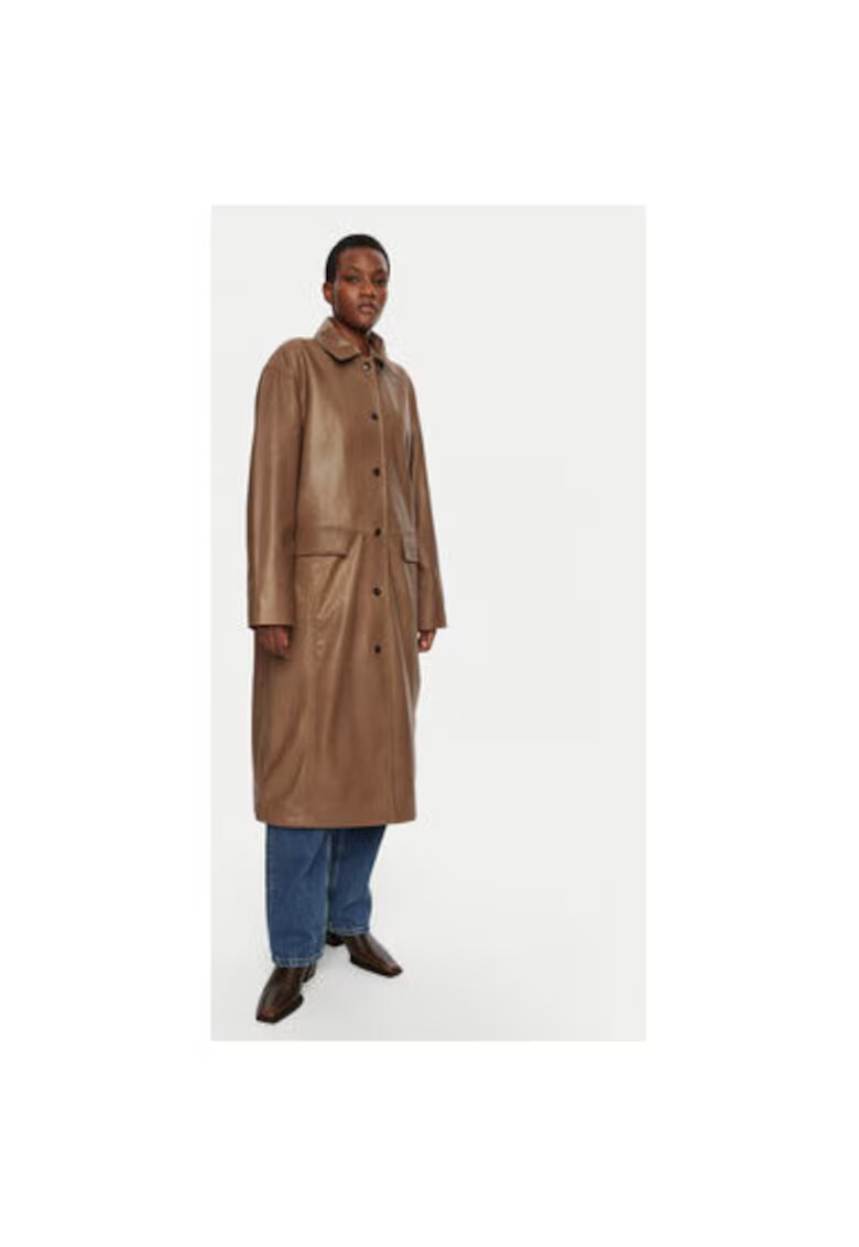Birgitte Herskind Palton dama - 304944307 - Piele naturala - Maro - Maro