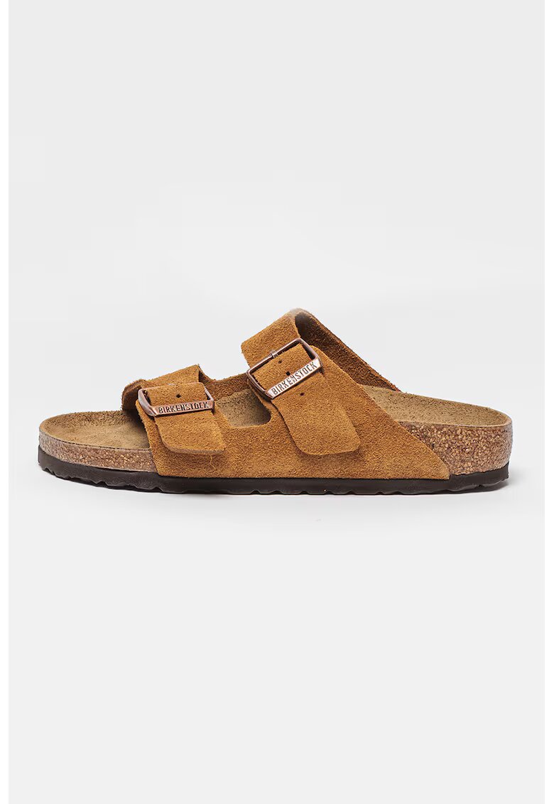 Birkenstock Papuci din piele intoarsa Arizona - Maro