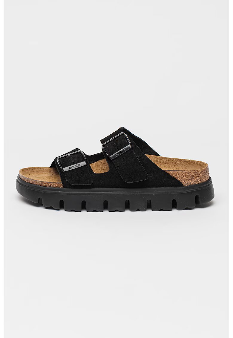 Birkenstock Papuci uni de piele intoarsa Arizona - Negru