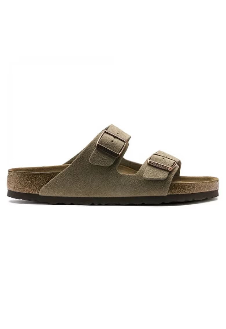 Birkenstock Papuci unisex de piele intoarsa cu catarame ajustabile - Bej
