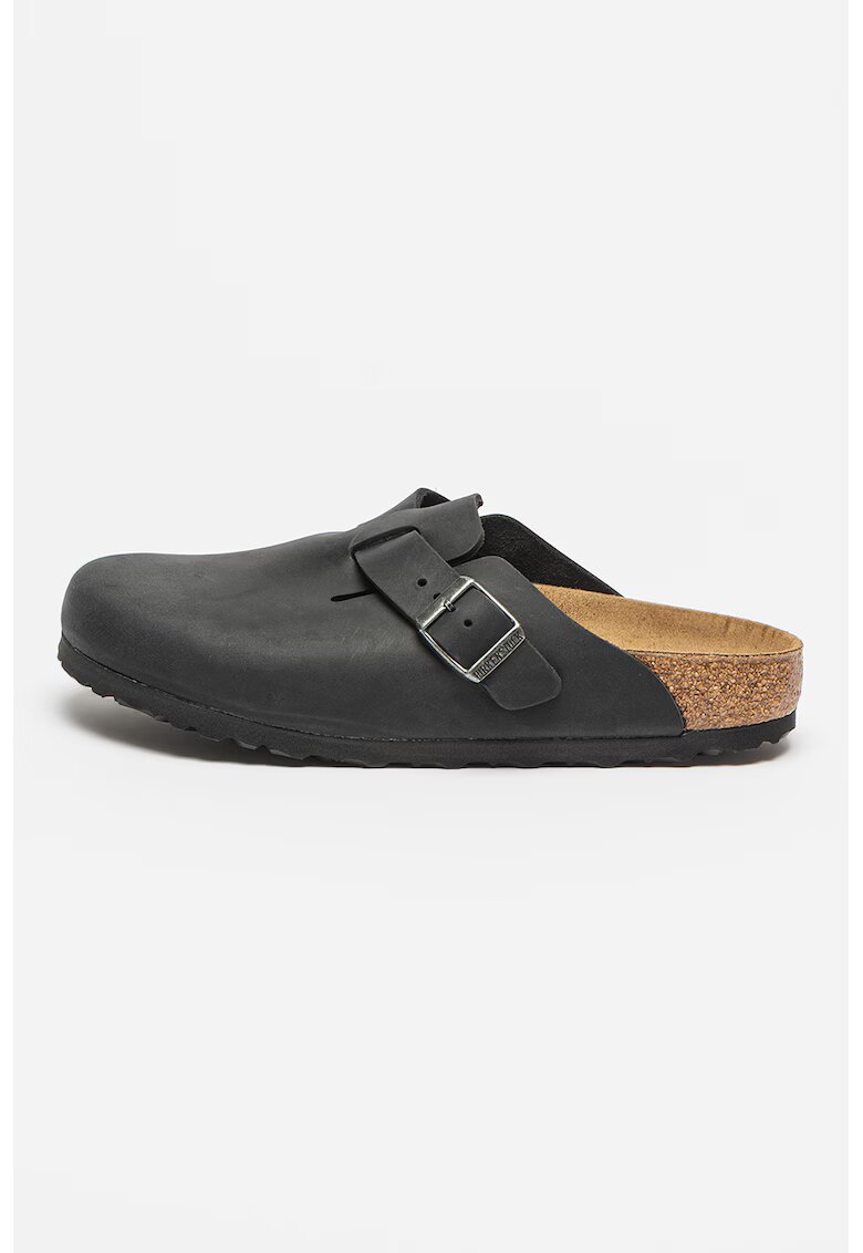 Birkenstock Saboti de piele Boston - Negru